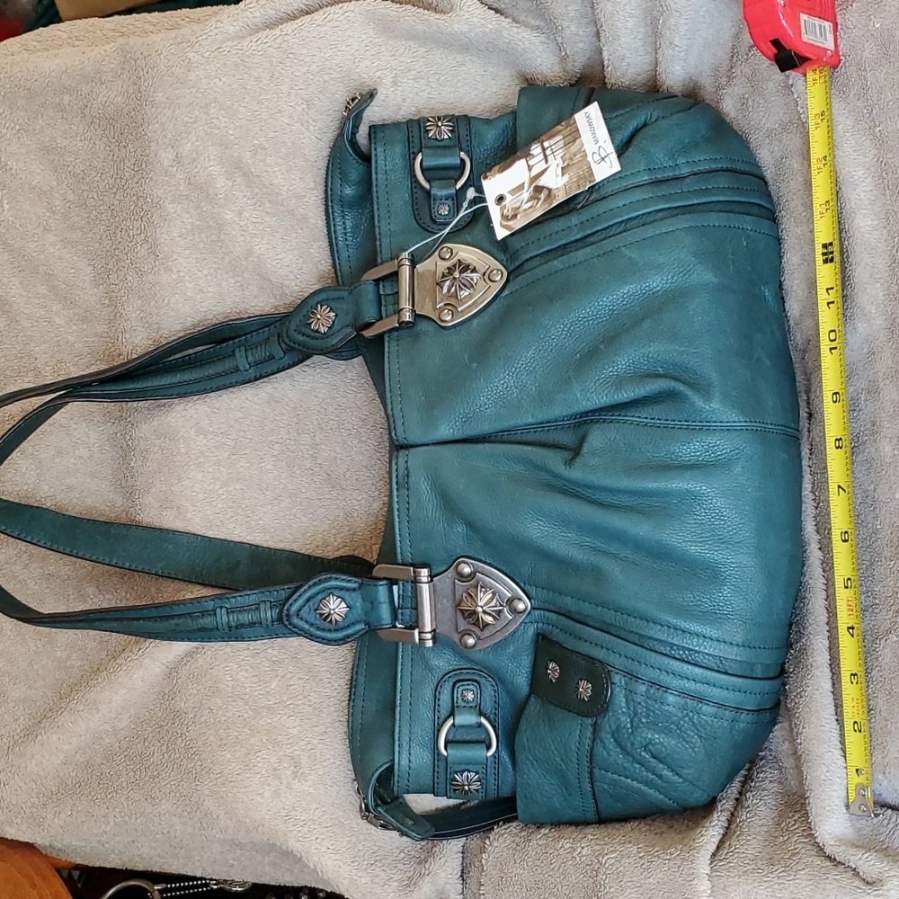 BRUCE MAKOWSKY NWT pine forest green soft leather bag